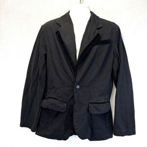 Vintage James Perse Cotton Blazer Sz 3 Mens Large Black Velvet Lapel Jacket USA